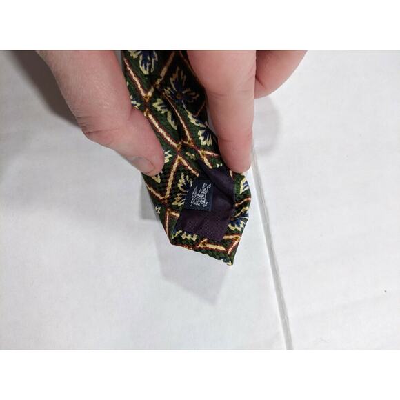 Burberry Ties 100% Pure Silk Brown Blue Floral Hand Sewn in USA Necktie - Picture 3 of 5